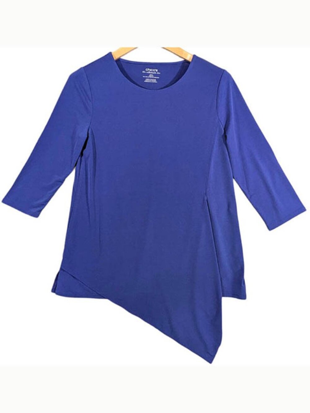 Chico's Ultimate Tee Womens S‎ Blue Asymetrical Handkerchief Modern Chic Resort